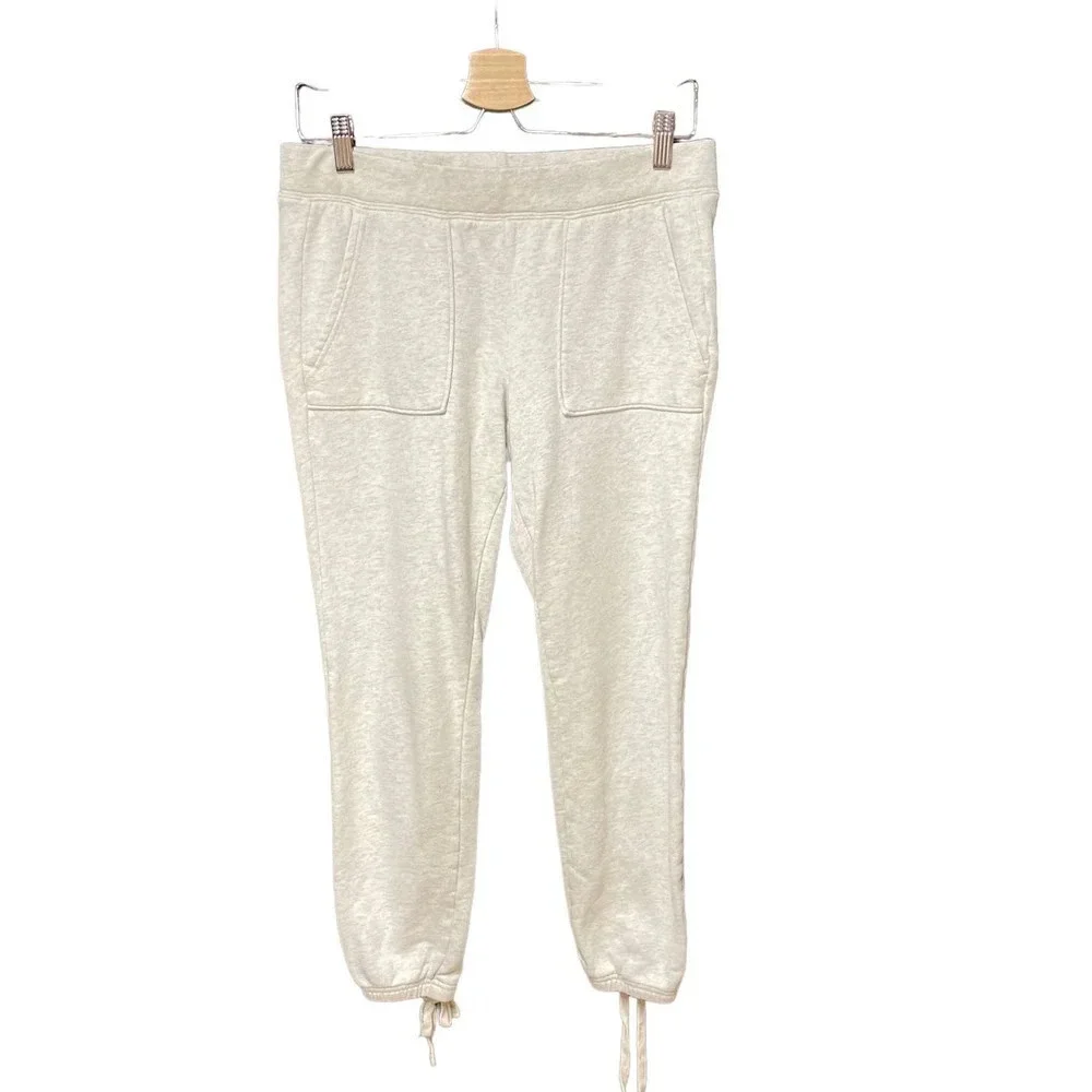 Pam &‎ Gela Lace-up Jogger Sweatpants Oatmeal Cream Gray Size Small